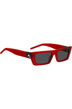 Red-acetate sunglasses with 3D monogram