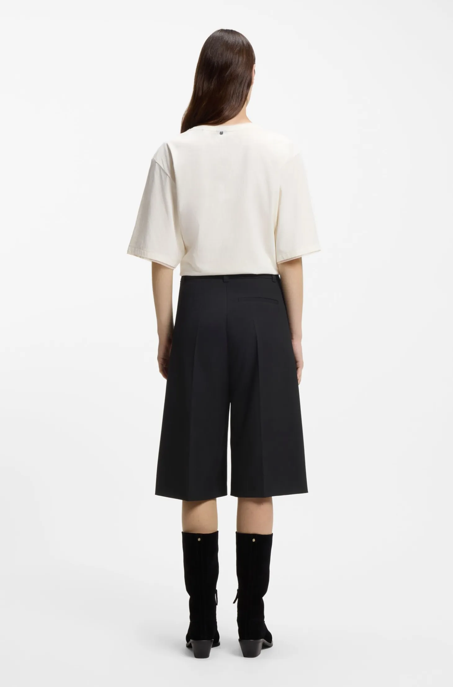 Regular-fit Bermuda trousers with flared leg