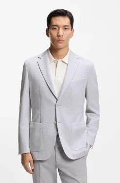 Regular-fit blazer in a herringbone cotton blend
