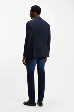 Regular-fit blazer in a herringbone cotton blend