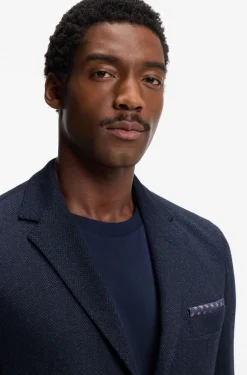 Regular-fit blazer in a herringbone cotton blend