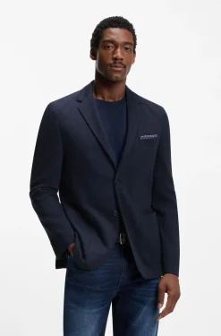 Regular-fit blazer in a herringbone cotton blend
