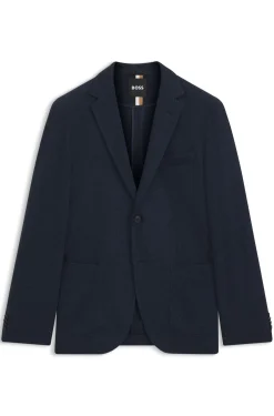 Regular-fit blazer in a herringbone cotton blend