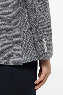 Regular-fit blazer in a patterned linen blend