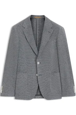 Regular-fit blazer in a patterned linen blend