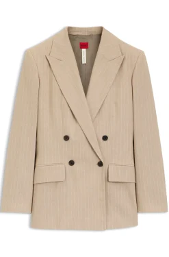 Regular-fit blazer in a pinstripe cotton blend
