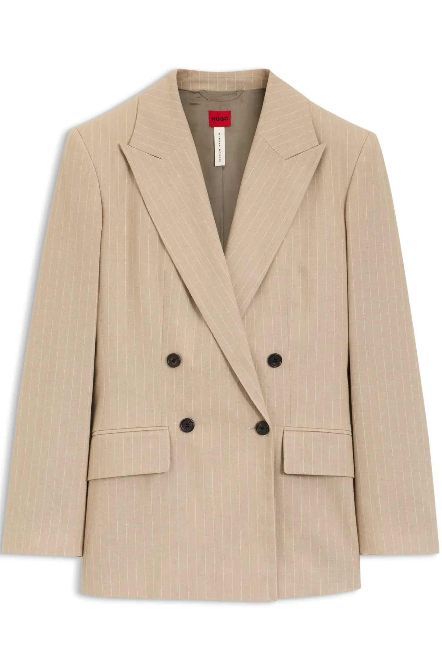 Regular-fit blazer in a pinstripe cotton blend