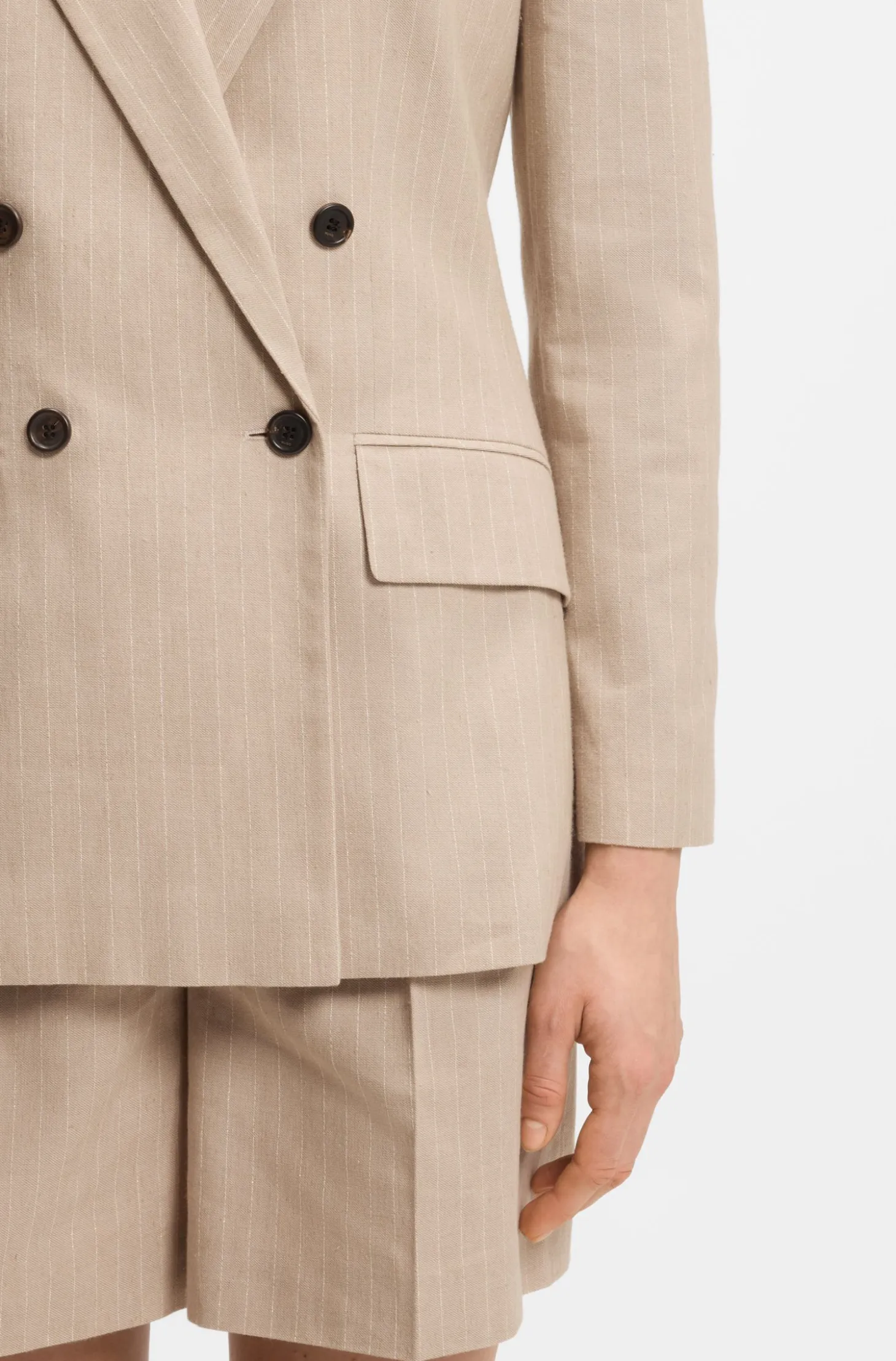 Regular-fit blazer in a pinstripe cotton blend