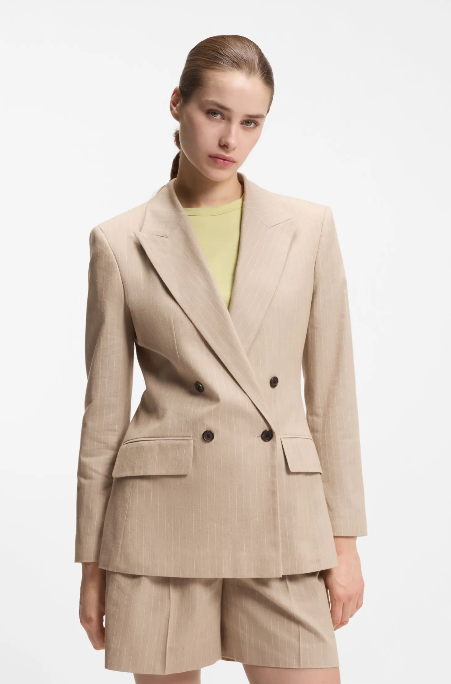 Regular-fit blazer in a pinstripe cotton blend