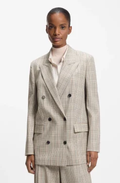 Regular-fit blazer in checked stretch wool
