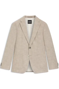 Regular-fit blazer in checked comfort-stretch fabric