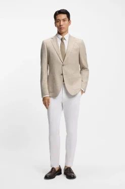 Regular-fit blazer in checked comfort-stretch fabric