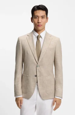 Regular-fit blazer in checked comfort-stretch fabric