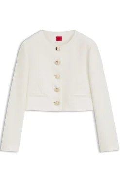 Regular-fit blazer in cotton-blend bouclé