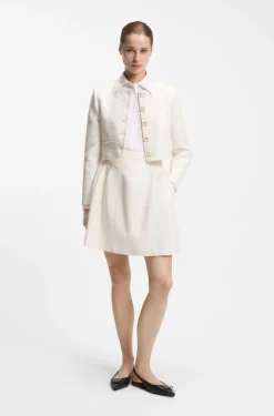 Regular-fit blazer in cotton-blend bouclé