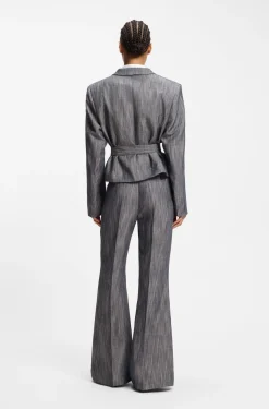 Regular-fit blazer in melange denim