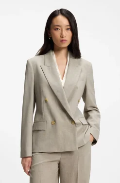 Regular-fit blazer in melange virgin wool