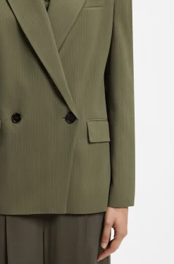 Regular-fit blazer in pinstripe stretch crepe