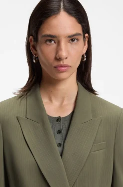 Regular-fit blazer in pinstripe stretch crepe