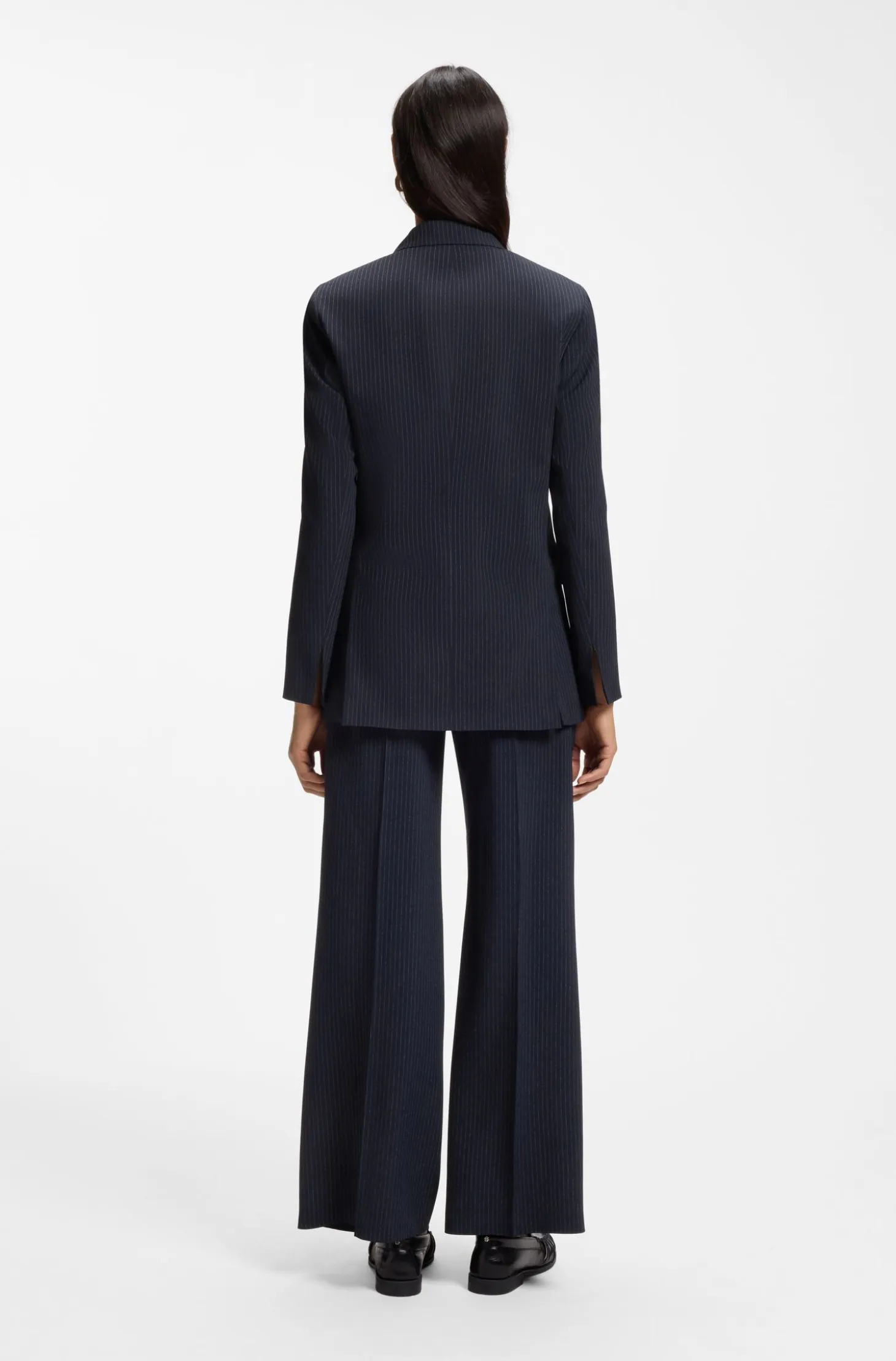 Regular-fit blazer in pinstripe stretch crepe