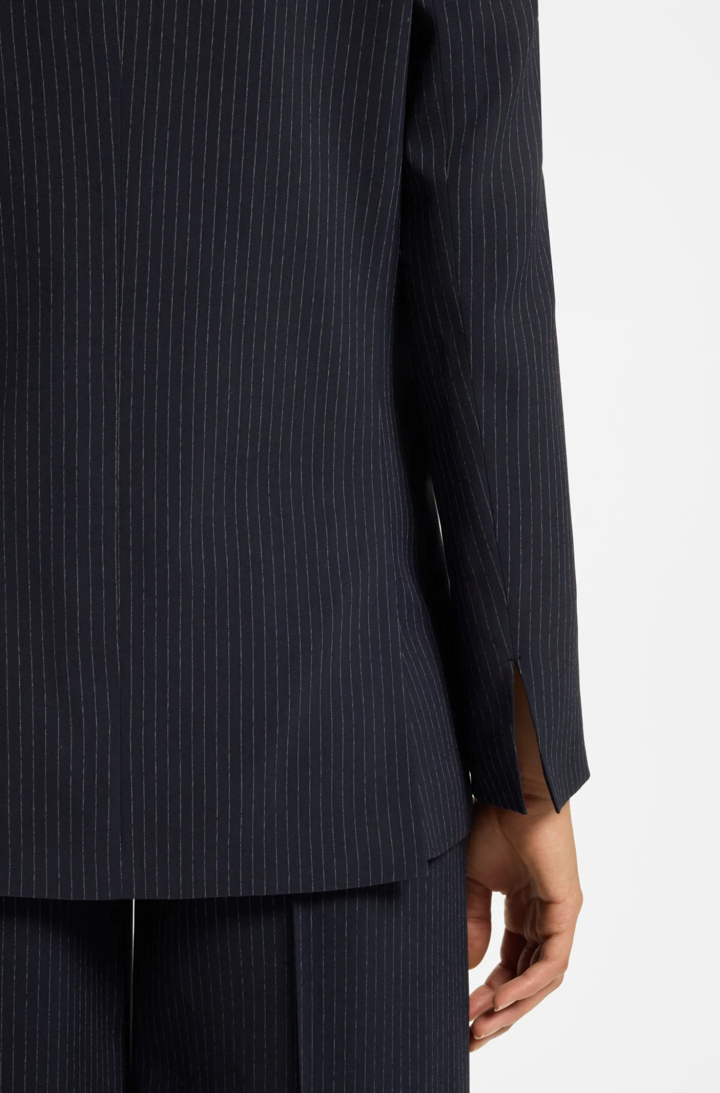 Regular-fit blazer in pinstripe stretch crepe