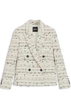 Regular-fit blazer in striped cotton-blend tweed