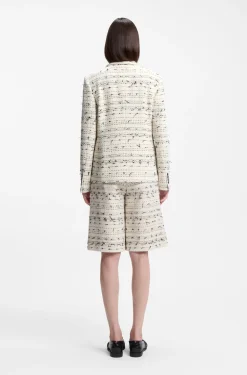 Regular-fit blazer in striped cotton-blend tweed
