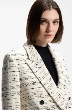 Regular-fit blazer in striped cotton-blend tweed