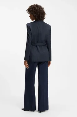 Regular-fit blazer with buckled belt