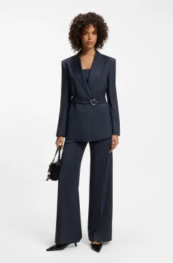 Regular-fit blazer with buckled belt