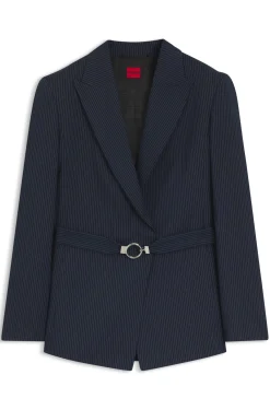 Regular-fit blazer with buckled belt