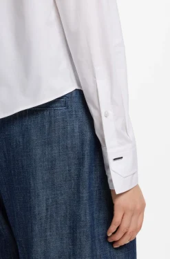 Regular-fit blouse in cotton poplin with concealed placket