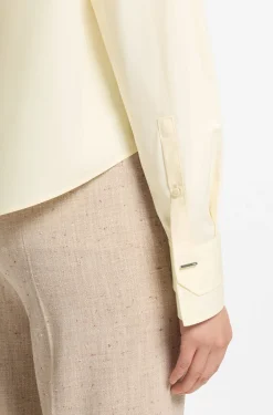 Regular-fit blouse in cotton poplin with concealed placket