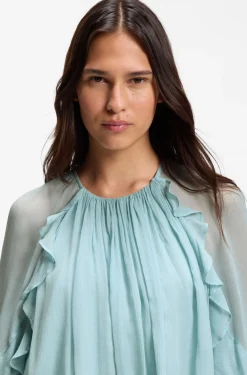 Regular-fit blouse in light Creponne fabric