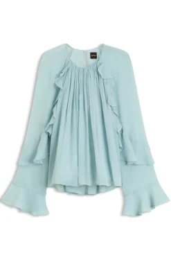 Regular-fit blouse in light Creponne fabric