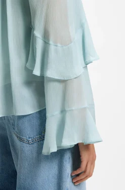 Regular-fit blouse in light Creponne fabric