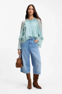Regular-fit blouse in light Creponne fabric