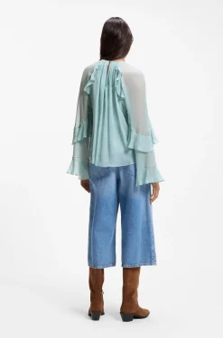 Regular-fit blouse in light Creponne fabric