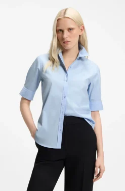 Regular-fit blouse in lightweight cotton canvas