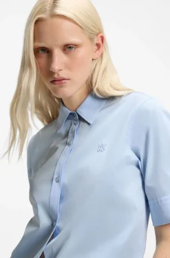 Regular-fit blouse in lightweight cotton canvas