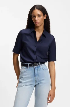 Regular-fit blouse in lightweight cotton canvas