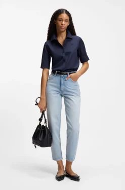 Regular-fit blouse in lightweight cotton canvas