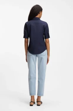 Regular-fit blouse in lightweight cotton canvas
