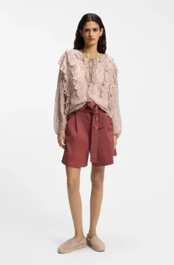 Regular-fit blouse in printed crepe Georgette with ruffles