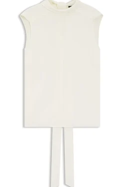 Regular-fit blouse in sandwashed silk with tie neck