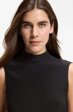 Regular-fit blouse in sandwashed silk with tie neck