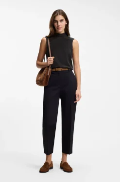 Regular-fit blouse in sandwashed silk with tie neck