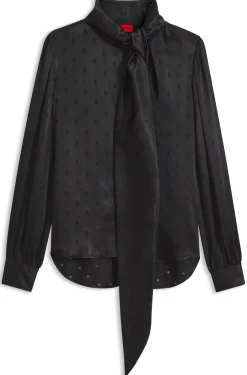 Regular-fit blouse in satin with burnout print