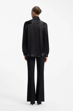 Regular-fit blouse in satin with burnout print