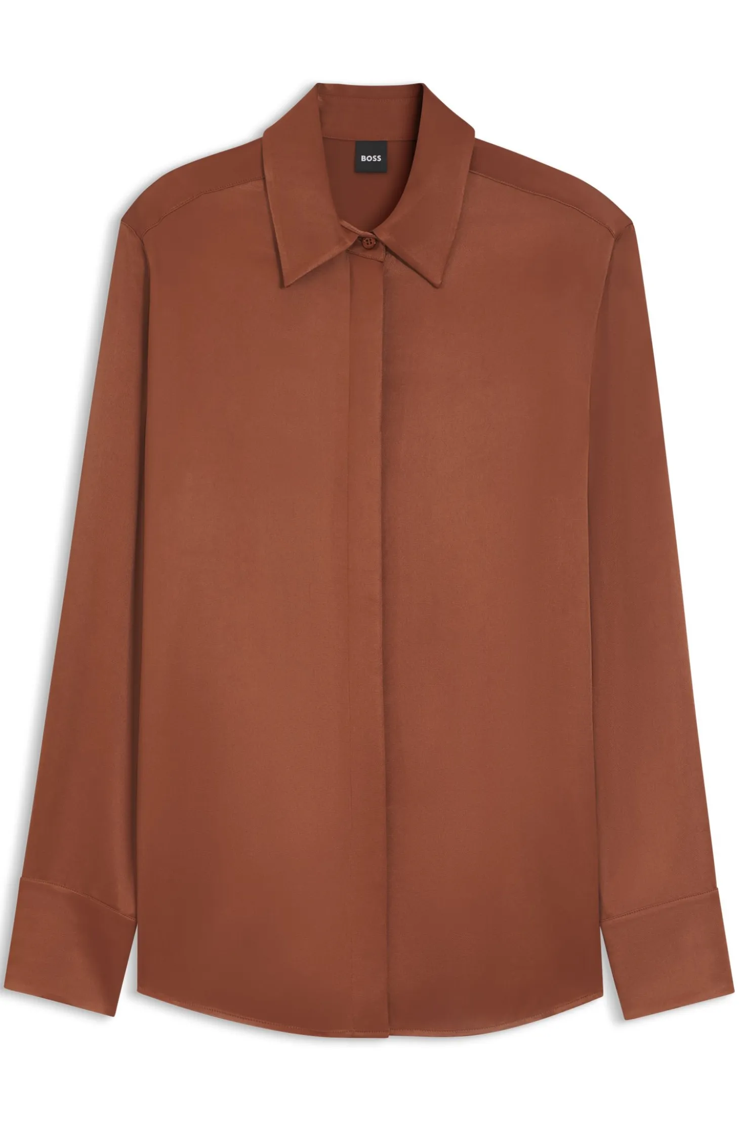 Regular-fit blouse in soft, shiny fabric